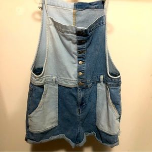 Patch denim jeans Short Overalls